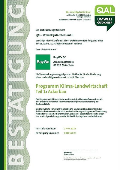 Zertifikat Klima-Landwirtschaft