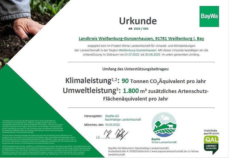 Nachhaltigkeitszertifikat Landkreis