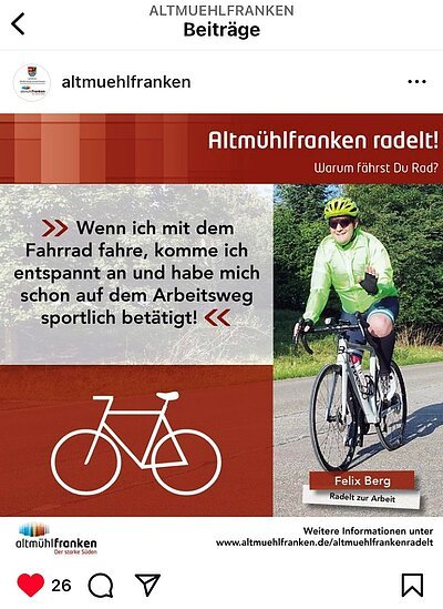 Social Media Beitrag "Warum fährst du Fahrrad?"